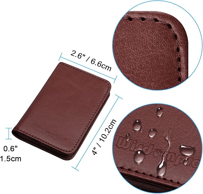 Wisdompro Business Card Holder, 2-Sided PU Leather Folio Name Card Holder Wallet Case with Magnetic Shut for Men and Women, Ultra Slim and Thin