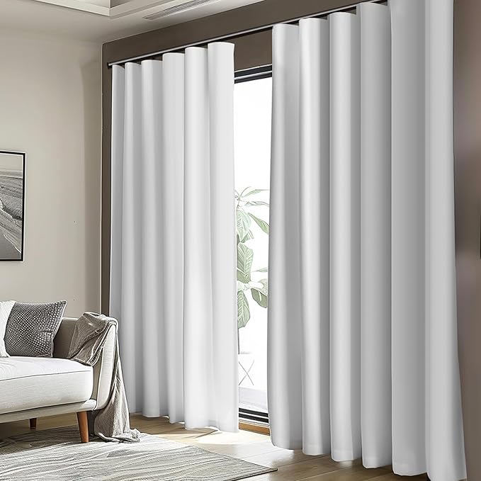 Cbsroro Room Divider Blackout Curtain Track Curtains Wall Dividers Panels Screen for Living Rooms Bedroom Office Privacy Partition Separation, W100 × L84 Inch,1 Panel, White