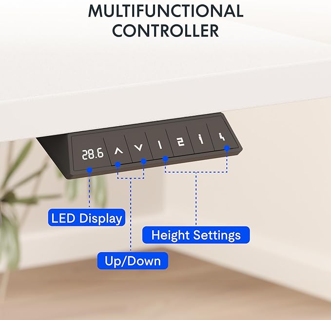 FLEXISPOT EN2 Whole-Piece Standing Desk with Clamp Power Strip, 48 x 24'' Electric Stand Up Height Adjustable Desk with Cable Management (Black Frame + 48" White Top, 2 Packages)