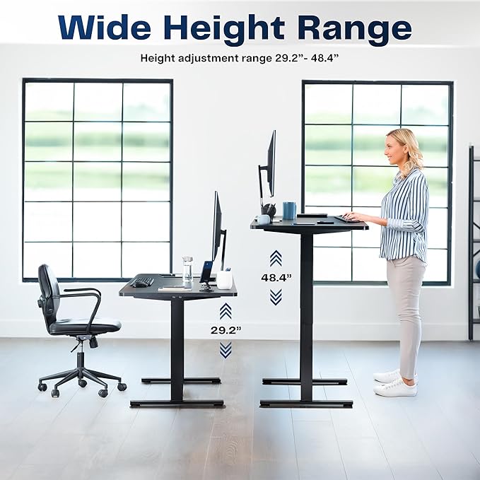 VIVO Electric 55 x 28 in Standing Desk, Memory Height Adjustment, 1B Series, Holds 220 lbs, One-Piece Black Top, White Frame, DESK-KIT-1W55B
