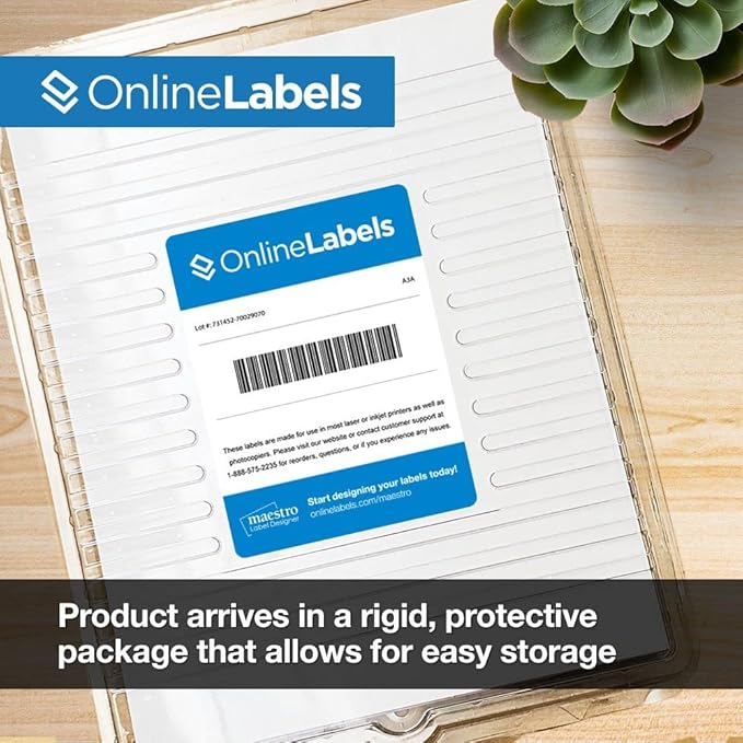 3.434 x 0.667 File Folder Labels - Pack of 3,000 Labels, 100 Sheets - Inkjet/Laser Printer - Online Labels