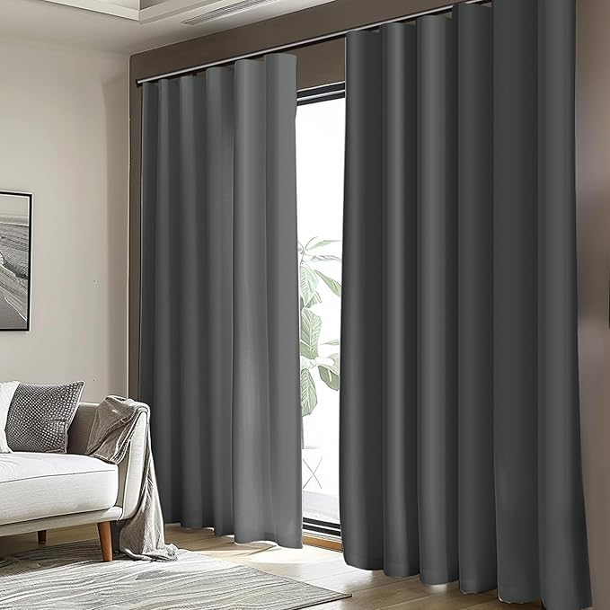 Cbsroro Room Divider Blackout Curtain Track Curtains Wall Dividers Panels Screen for Living Rooms Bedroom Office Privacy Partition Separation, W100 × L108 Inch,1 Panel, Grey