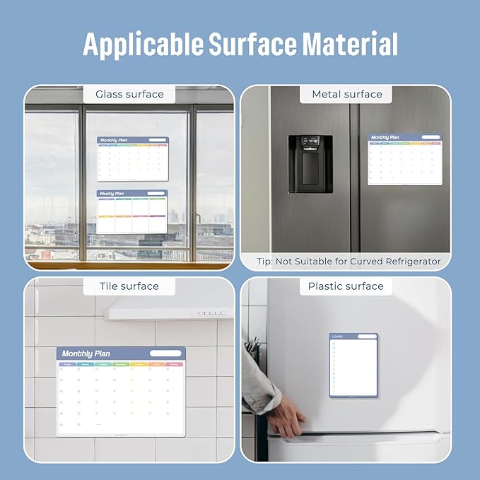 loukin Dry Erase Mini Note 6 Pack, Electrostatic Adsorption Whiteboard Sticker, 4"×4" Reusable notepads for Office, Classroom, Refrigerator, Clings Any Shiny Surface, 3 Color Markers & 1 Eraser