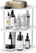 Sezanrpt 3 Tier Acrylic Corner Shelf Organizer Storage 9.5x9.5x15.7 Inch, White Countertop Corner Shelf for Bathroom, Kitchen, Bedroom, Office, Study Room