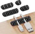GLUIT Adhesive Desktop Cable Organizer 15 Slots Versatile Cord Holders Wire Clips and Cable Holder Cord Organizer for Desk Table Accessories Office Spaces New Black 5 Pack