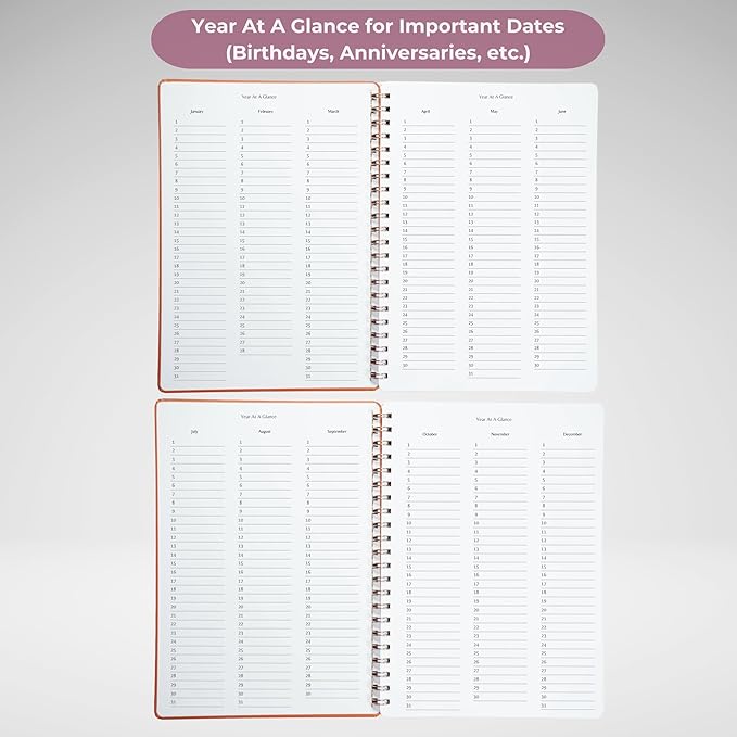 Merely Home | Ultimate Yearly, Daily, Weekly, Monthly Planner | 8.25" x 11.75" | To Do List Notebook for Work | Simple Design | Multiple Layouts | Academic Planner and Organizer Notebook (Rust, Yearly Planner - Portrait)