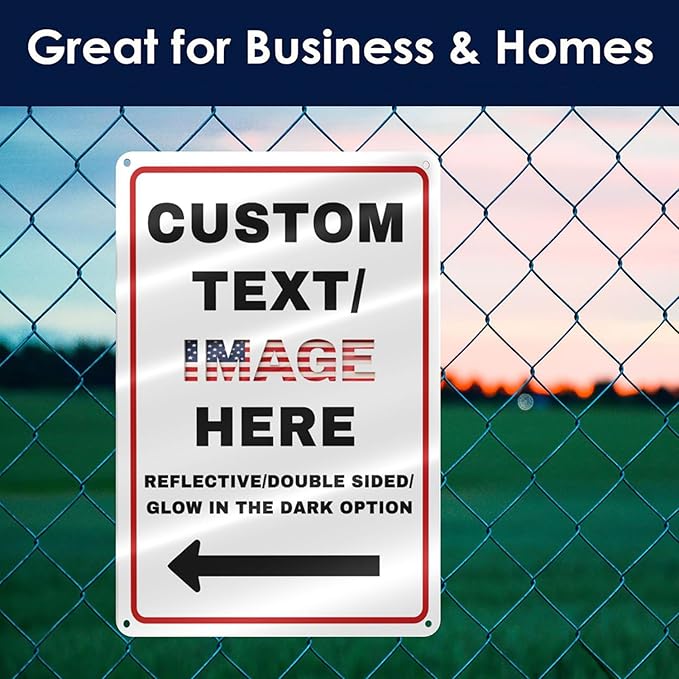 Custom Directional Arrow Sign Large, 22''x16'' Glow in the Dark/Reflective Option, Personalized Metal Address Plaque, Customize for Business Logo, Office, Home, Yard, Outdoor