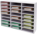 24 Slots Mail Sorters for Office, Desktop Literature Organizer with Removable Shelves, PVC Mail Center Paper Storage Cabinet for Files Magazines Documents, 9 * 2.6in Each Slot (24 Slots - White)
