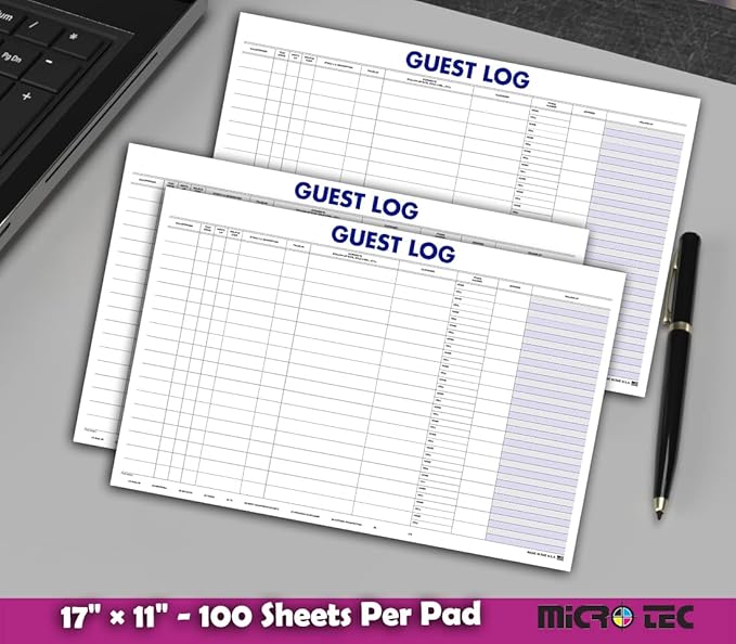 Guest Log Book for Automotive Dealerships – Customer Sign-in Tracking Log – 17" × 11" Visitor Registration Book – 100-Sheet Pad for Auto Service Centers, Repair Shops, Lead Management - 4 Pad
