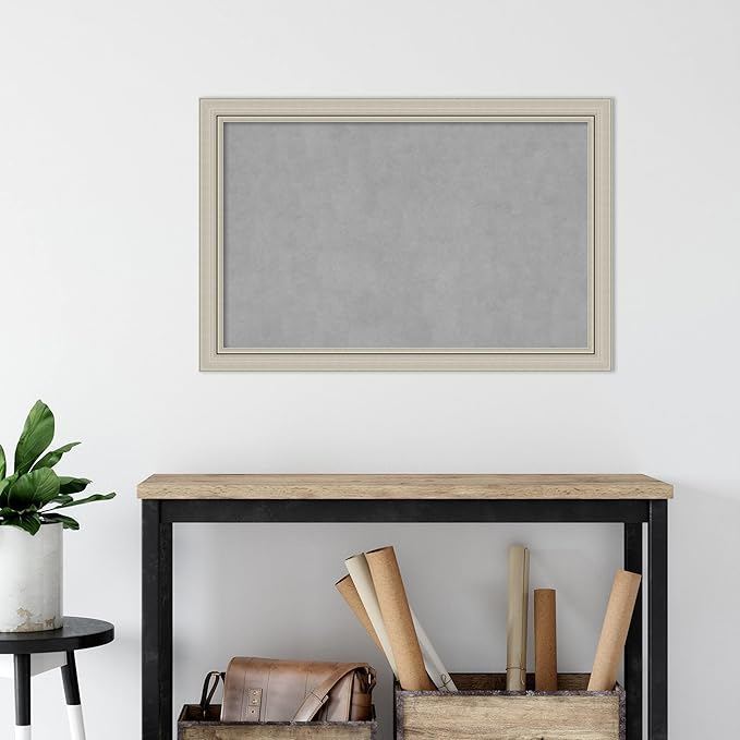 Amanti Art Silver Framed Magnetic Board 24x36 Large Vision Board for use with Magnets, 100% Metal Sheet to Display Items as Office Decor or for Home Organization in mudroom, Kitchen or Kids Room