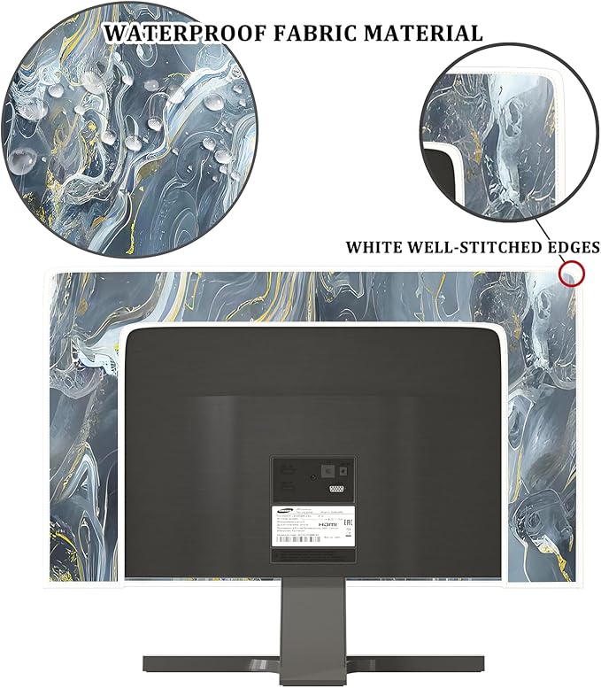 Baocicco Gray Gold Marble Waterproof 58, 59, 60 Inch TV Dust Cover Anti-Static Dustproof Protective Aesthetic Texture Screen TV Covers Full Body Cover for Television Screen Desktop PC LED LCD OLED