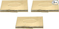 Stephanie Imports Set of 3 Slim & Minimalist Metal Business Card Holder Unisex Case (Gold Oval)