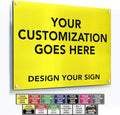 Custom Metal Signs, Personalized Aluminum, Customized Safety, Business Signs, Waterproof Outdoor, White Aluminum (Yellow Background, 36x24 In)