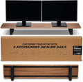 ULTRARM Moodular Wooden Monitor Stand 45.6” (116cm) Large Desk Organizer with Metal Slide Rails for Drawer, Tray, Laptop, Tablet, Phone & Headphones Customizable Riser for Organized Workspace Walnut