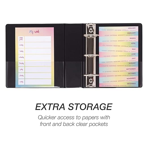 Samsill Economy 2 Inch Mini 3 Ring Binder, Made in The USA, Round Ring Binder, Non-Stick Customizable Cover, 2" View, 6-Pack, Black
