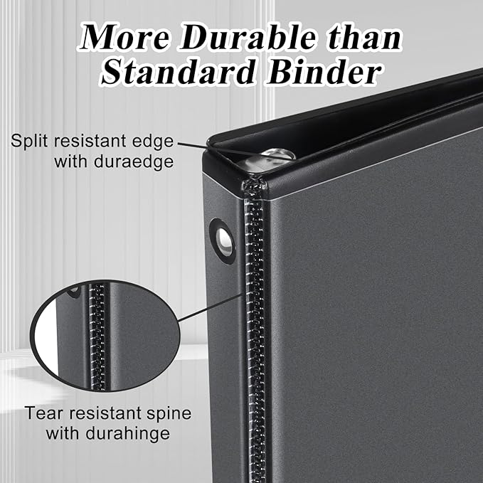CIXILDTS 2-inch Round Ring Binder, Durable 2" 3 Ring Binder Fit Letter Size Paper, Black, 24-Pack