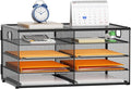 Marbrasse 5 Tier Desktop Literature Organizer, Mesh Paper Organizer Desk Organizers, File Sorter Mail Center Paper Storage Cabinet Classroom Keepers Mailbox for Office Home School, Black