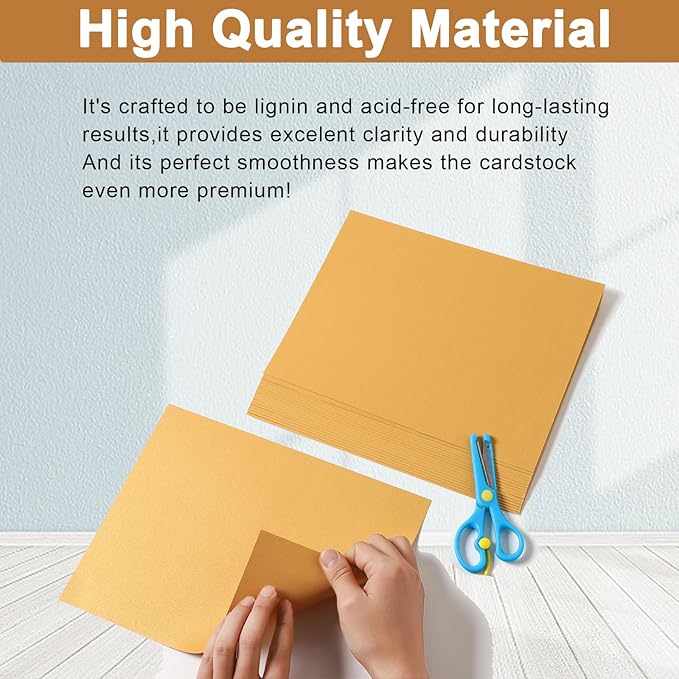 Silunkia 100 Sheets Gold Shimmer Cardstock 8.5 x 11 Metallic Paper, 75lb Pearlescent Paper Card Stock for DIY Cards Making, Certificates, Invitations, School Crafting, Anniversary Cards