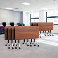 Goakwwuz Conference Room Table, Folding Conference Tables,Thicken Grey Tabletop,Flip Top Wooden Seminar Meeting Room Table for Conference Room Offices (8, Walnut, 47.2“)