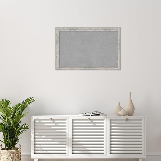 Amanti Art Silver Framed Magnetic Board 23x35 Large Vision Board for use with Magnets, 100% Metal Sheet to Display Items as Office Decor or for Home Organization in mudroom, Kitchen or Kids Room