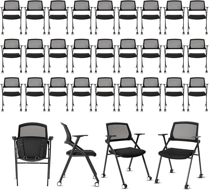 VACYOVKE 40 Pack Folding Chair Portable Nesting Commercial Seat for Events Office School Party Kitchen Dining Conference Waiting Training Room