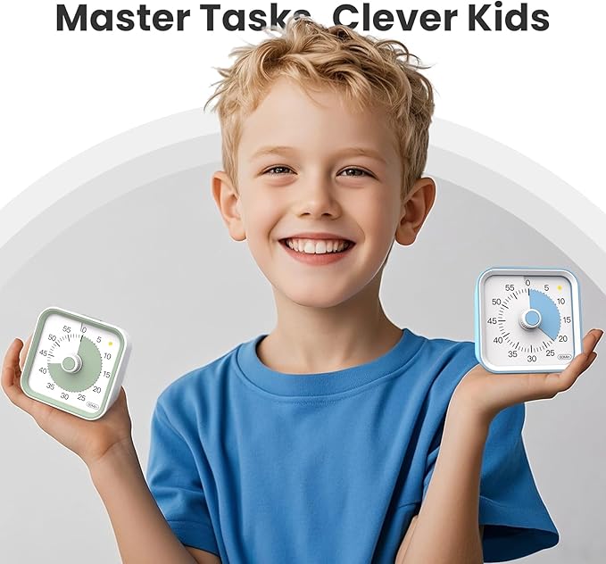 Visual Timer for Kids with Pause Function, 60 Minute Countdown Timer for Kids Desk Study, Teaching, Kitchen Cooking, Office Meetings, Time Management for ADHD (Blue)