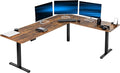 VIVO Electric Corner 84 x 63 inch L-Shaped Standing Desk, Memory Height Adjustment, Rustic Vintage Brown Top Black Frame, DESK-E3CTBN-84