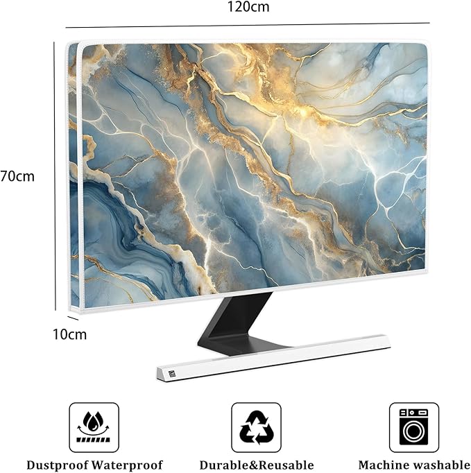 Baocicco Gold Blue Waterproof Screen TV Cover 50, 51, 52 Inch Modern Full Body Covers for Television Screen Panel Case TV Sleeve Compatible with Television LCD LED PC, Desktop and Home TV