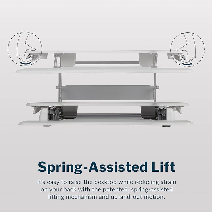 Vari Varidesk Pro Plus 36 Standing Desk Converter – 11 Height Settings + Spring Lift, 2 Tier Design, Keyboard Tray, Fits Desktops 36” Wide x 26.5" Deep – Delivers Fully Assembled (White)