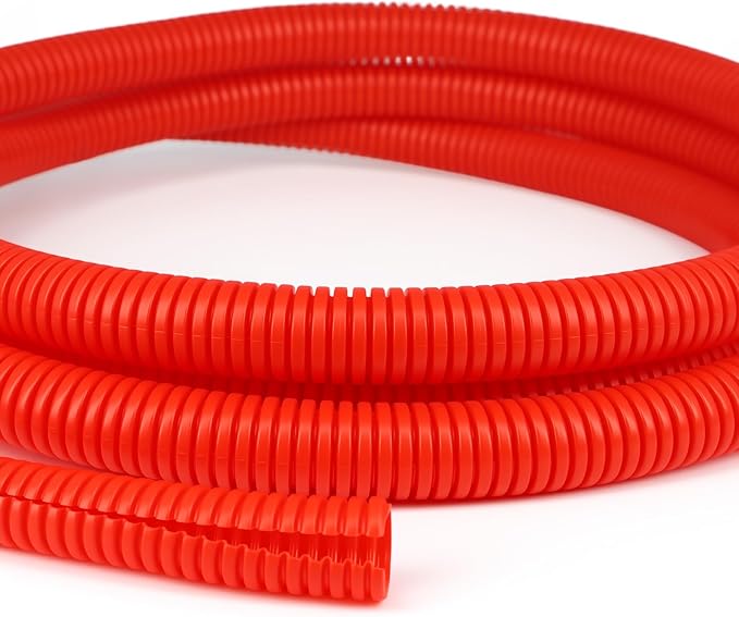Split Wire Loom Tubing, 10,25ft Cord Protectors from Pets No Chew, Flexible Wire Covers Cord Protectors, Protective Split Cable Sleeve for Automotive Home Industrial Wires(Red, 0.51inch-25ft)