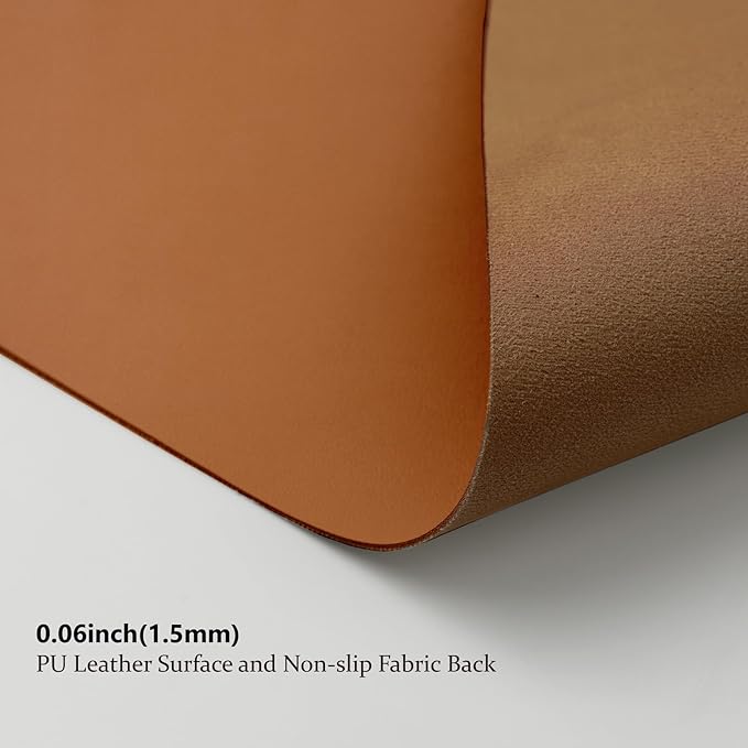 Leather Desk Mat - Small Non-Slip PU Desk Pad for Office and Home - Desk Organization and Accessories - Ideal for Large Mouse Pad and Small Desk Mats on Top of Desks (Brown,23.6"x 13.8")