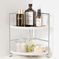 JANUS LiANG 2-Tier Corner Bathroom Countertop Organizer, Tiny Counter Corner Shelf Skincare Makeup Perfume Organizer and Organization for Kitchen (White)