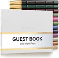 Gallery Leather Guest Book - Great for Wedding, Reception, Baby and Bridal Shower, Birthday Party and Vacation Home - 192 Lined Pages to Sign In, add Polaroid Photo - Hardcover 9x7" - Acadia White