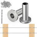 Steel DN Mate 200 Pack Stainless Steel Protector Sleeves for 1/8" Wire Rope, Cable Railing Hardware for Deck/Cable Railing System, T316 Marine Grade, Cable Sleeves Come with a Drill Bit DE05