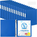 Henoyso 48 Pcs 3 Ring Binder 0.5 Inch Round Fits Letter Size 8.5'' x 11'' Paper Plastic Flexible Binder Bulk Holds 140 Sheets with 1 Pockets Versatile Organizer for Home Office School (Blue)