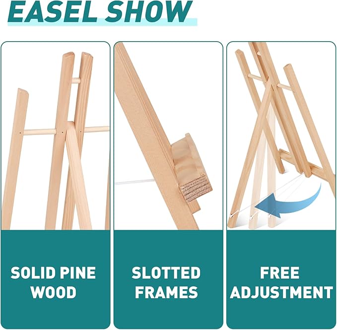 ESRICH 6 Pack 16in Wood Easels,Tabletop Easel for Painting,Painting Party, Displaying Canvases, Kids Student Table School Desktop, Portable Canvas Photo Picture Sign Holder