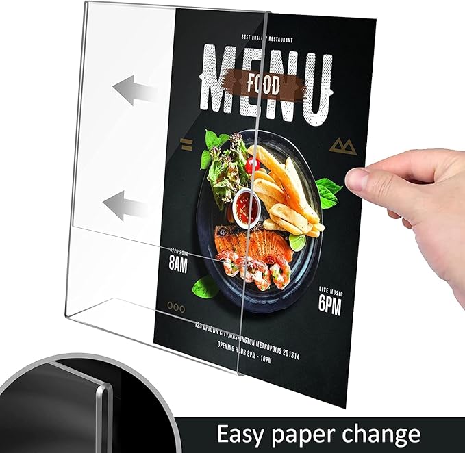 Ludery 8.5x11 Inches Acrylic Sign Slant Back Holder, Plastic Display Stand,Brochure Holder, Table Top Sign Holder For Office, Home, Store, Restaurant(6pack)