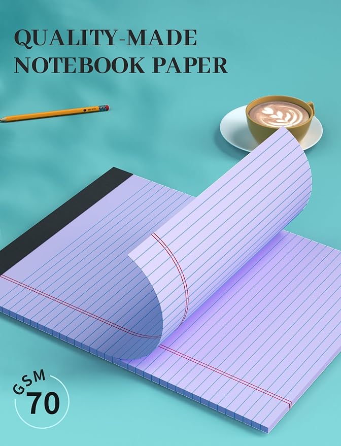 12 Pack Legal Pads 8.5 x 11, College Ruled, 30 Sheets Per Colored Legal Pads 8.5 x 11, Perforated Lined Paper Pads 8.5 x 11, Writing Pads with Sturdy Backing, Note Pads for School, Office, Home