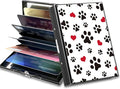BWEGRHE Slim Credit Card Holder, Cute Dog Paw Prints RFID Blocking Metal Wallet for Men & Women, Aluminum Minimalist Hard Case Pocket-Sized Business Cards Organizer (Fits Up to 10 Cards)