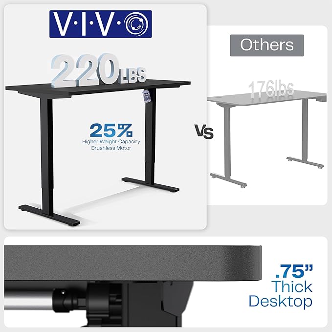 VIVO Electric 60 x 24 in Real Bamboo Standing Desk, Memory Height Adjustment, 1B Series, Holds 220 lbs, One-Piece Top, Gray Frame, DESK-KIT-1G6O