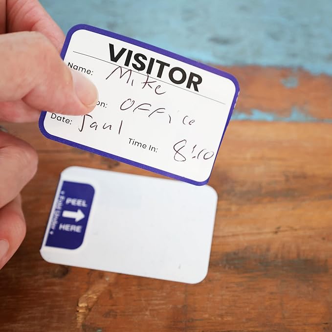 Specialist ID Visitor Log Book for Business or Schools - Expiring Visitor Sticker Badges and Sign in Book with Carbon Copy Record Keeping for Guest Tracking - Spiral Binder Registry (500 Badges)