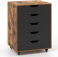 Giantex 5-Drawer Storage Cabinet with Drawers, Wheels, Rolling Lateral Filing Under Desk, Chest, 19.5" x 16" x 25.5" Office Mobile File Cabinet for Living Room, Study