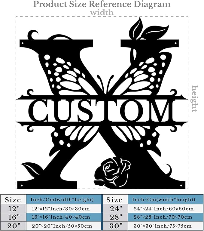 Personalized Custom Letter Name metal Signs,Custom Black Letter Monogram Wall Art Decor,Metal Signs Plaques Outdoor wall Decorative Signage (X)