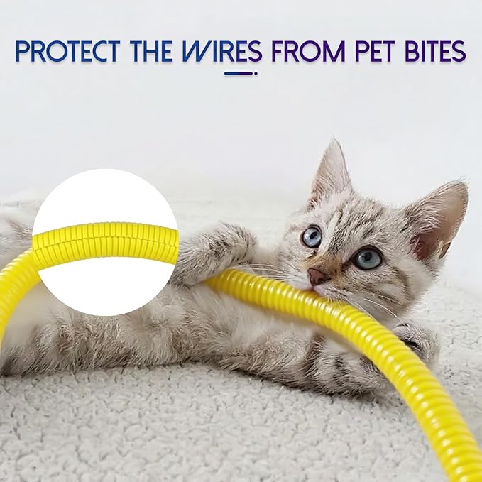 Split Wire Loom Tubing, 10,25ft Cord Protectors from Pets No Chew, Flexible Wire Covers Cord Protectors, Protective Split Cable Sleeve for Automotive Home Industrial Wires(Yellow, 1.12inch-10ft)