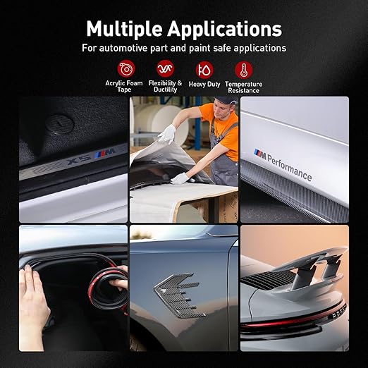 Automotive Acrylic Plus Attachment Tape 0.79" x 18Ft Made of 3M Pack of 2 Double Sided Tape PT1100 Heavy Duty for Moldings Claddings Panels Pads and Other Car Automotive Applications