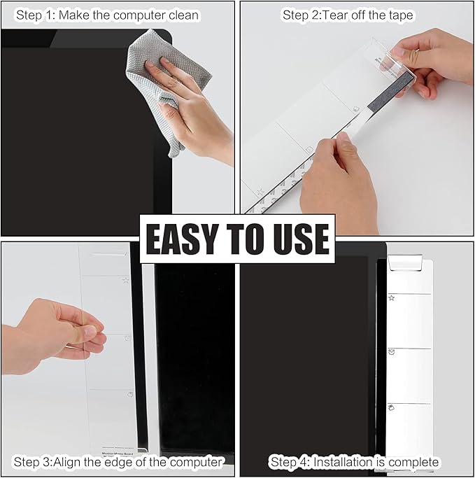 Office Desk Accessories 2pcs Multifunction Computer Monitor Memo Board - Office Supplies for Women Men Computer Sticky Note Holder Home Decor (Monitor Memo Board with Clip)