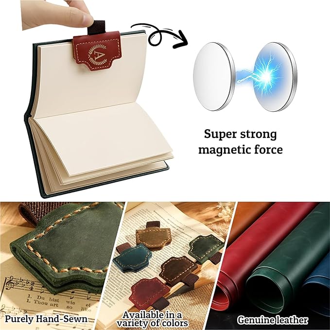 Personalized Mark Bookmark with Pen Holder, Leather Magnetic Book Marker 26 Letters,Custom Initials Page Marks, Gifts for Book Lovers Readers Men Women (Purple, D)