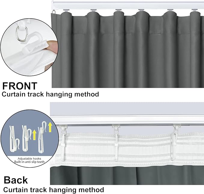 Cbsroro Room Divider Blackout Curtain Track Curtains Wall Dividers Panels Screen for Living Rooms Bedroom Office Privacy Partition Separation, W100 × L108 Inch,1 Panel, Grey