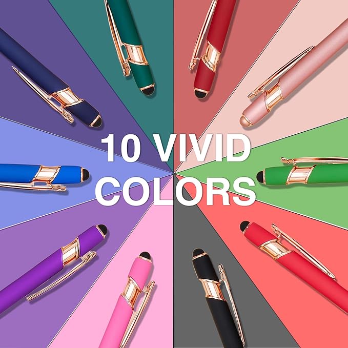 CRME Personalized Pens with Stylus Tip Customized Pens with Name/Logo Soft Grip Ball Point Pen for Men Women Smooth Writing Black Ink for Business Graduation Journaling Signature Green Pen