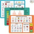 3 Pcs Communication Boards for Non Verbal Adults 11.81 x 8.27 Inches Colorful Picture Symbol Communication Cards Speech Therapy Tools for Autism Aphasia Stroke Patients Hospital Care Home Use